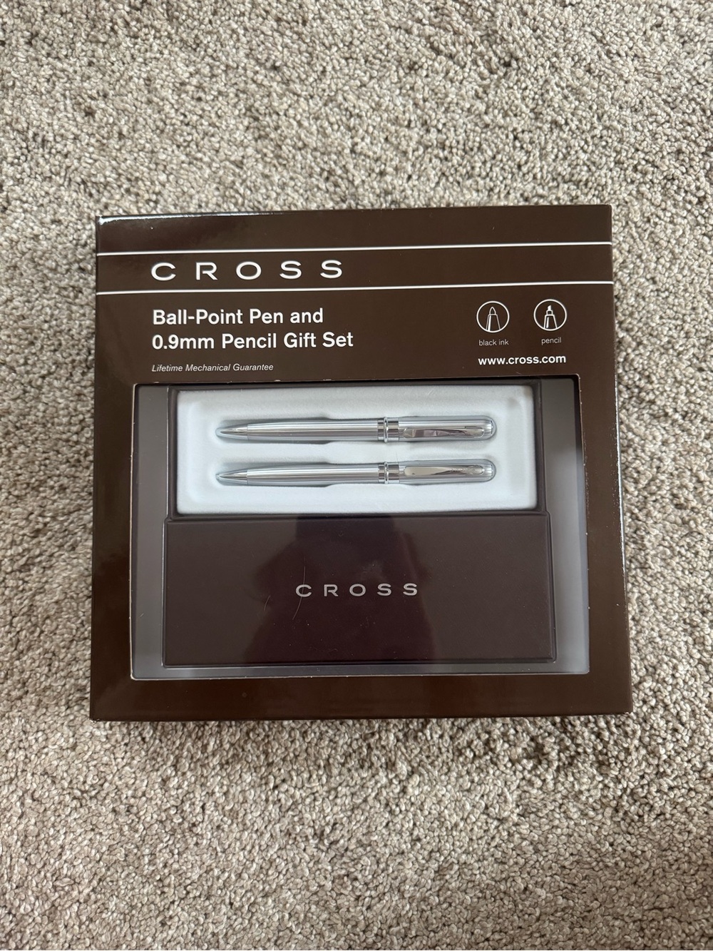 Cross Silver Ballpoint Pen & 0.9mm Pencil Gift Set
